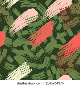 A seamless pattern consisting of canvasses painted with stains, greasy streaks and a background of random strokes.