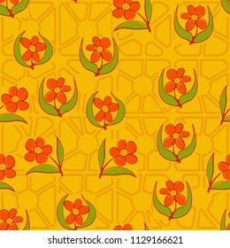 A seamless pattern consisting of carelessly drawn colors that are inscribed in squares. A background consisting of broken rounded squares.