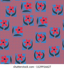 A seamless pattern consisting of carelessly drawn colors that are inscribed in squares. A background consisting of small squares arranged in regular rows.