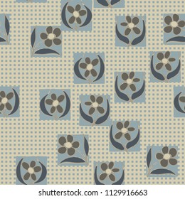 A seamless pattern consisting of carelessly drawn colors that are inscribed in squares. A background consisting of small squares arranged in regular rows.