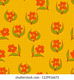 A seamless pattern consisting of carelessly drawn colors that are inscribed in squares. A background consisting of small squares arranged in regular rows.