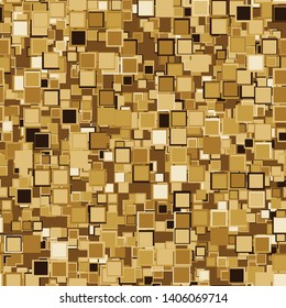 Seamless pattern consisting of chaos of squares. Fashionable texture. Golden colors. Editable.