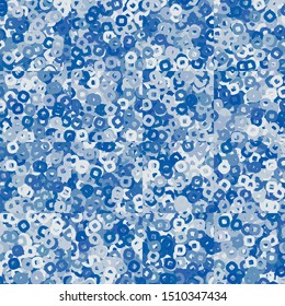 Seamless pattern consisting of checkered background and rounded holey squares scattered randomly. Winter paints.
