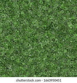 Seamless pattern consisting of checkered background and circles scattered randomly. The colors of the green jungle.