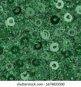 Seamless pattern consisting of checkered background and circles scattered randomly. The colors of the green jungle.
