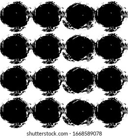 Seamless pattern consisting of circles. Black circles with uneven torn edges. Vector illustration for further design.