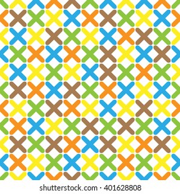 The seamless pattern consisting of colorful crosses