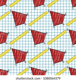 seamless pattern consisting of deltoid and ruler