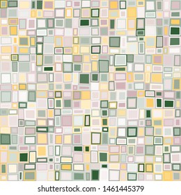 Seamless pattern consisting of double-edged square trimmings. Pleasant color combinations. Chaos.