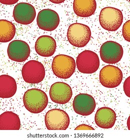 Seamless pattern consisting of drawn rough balls, with a background texture.
