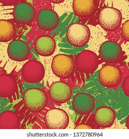 Seamless pattern consisting of drawn rough balls, with a background texture.