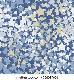Seamless pattern consisting of five-rays stars. Fashionable camouflage. Designed for wallpapers, 3d models, textiles, design.