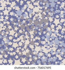 Seamless pattern consisting of five-rays stars. Fashionable camouflage. Designed for wallpapers, 3d models, textiles, design.