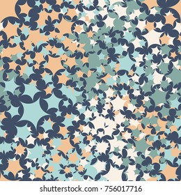 Seamless pattern consisting of five-rays stars. Fashionable camouflage. Designed for wallpapers, 3d models, textiles, design.