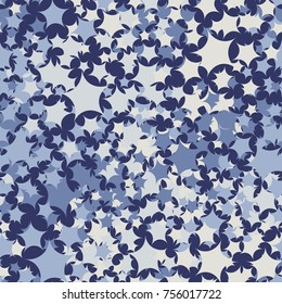 Seamless pattern consisting of five-rays stars. Fashionable camouflage. Designed for wallpapers, 3d models, textiles, design.