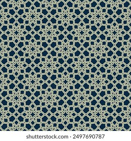 Seamless pattern consisting of floral outlines arranged symmetrically and repeating. Suitable for various design purposes such as textiles, tiles, wallpapers, backdrops, etc.