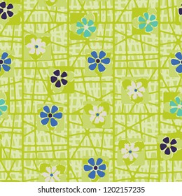 Seamless pattern consisting of flowers and abstract networks