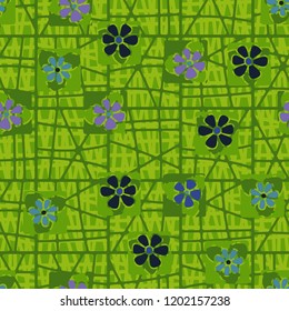 Seamless pattern consisting of flowers and abstract networks