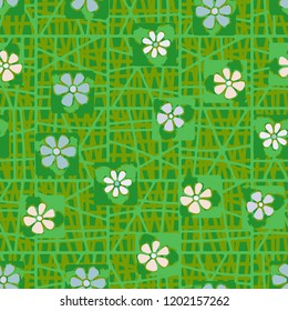Seamless pattern consisting of flowers and abstract networks
