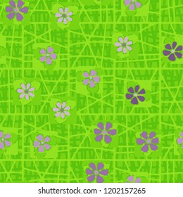 Seamless pattern consisting of flowers and abstract networks