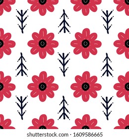 seamless pattern consisting of flowers and leaves