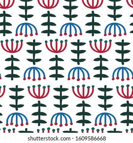 seamless pattern consisting of flowers and leaves