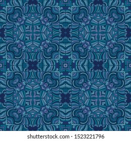 Seamless pattern consisting of four-sided elements. Blue and violet colors.