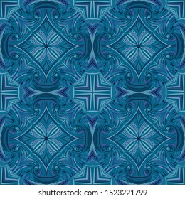 Seamless pattern consisting of four-sided elements. Blue and violet colors.