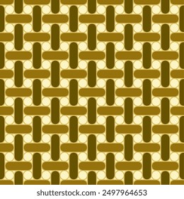 Seamless pattern consisting of geometric shapes arranged symmetrically and repeating. Suitable for various design purposes such as textiles, tiles, wallpaper, backdrops, etc.