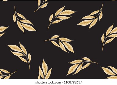 Seamless pattern consisting of gold plant branches