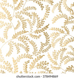 Seamless pattern consisting of gold  plant branches