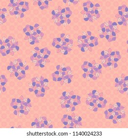 A seamless pattern consisting of heaps of fallen leaves arranged on a texture background consisting of elegant four-sided elements.