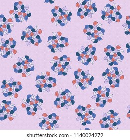 A seamless pattern consisting of heaps of fallen leaves located on a texture background consisting of deformed, smoothed, concentric squares.