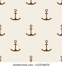 seamless pattern consisting of light background and brown anchor