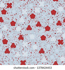 Seamless pattern consisting of looped shapes, with a background texture. Easy editing.