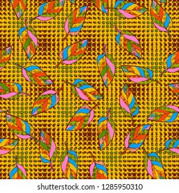 Seamless pattern consisting of motley leaves. Colors of the spring landscape.
Background consisting of rows of stars. Just for editing. 