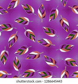 Seamless pattern consisting of motley leaves. Colors of the spring landscape.
Background consisting of small diamond-shaped elements. Easy to edit.
