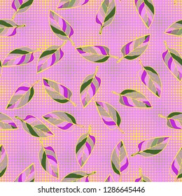 Seamless pattern consisting of motley leaves. Colors of the spring landscape.
Background consisting of small diamond-shaped elements. Easy to edit.
