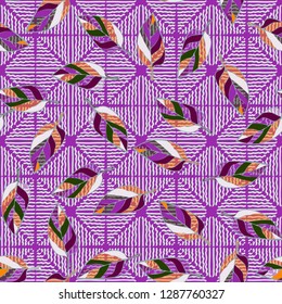 Seamless pattern consisting of motley leaves. Colors of the spring landscape.
Background consisting of wavy lines. Easy to edit.