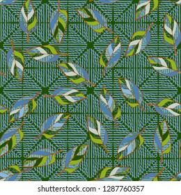 Seamless pattern consisting of motley leaves. Colors of the spring landscape.
Background consisting of wavy lines. Easy to edit.