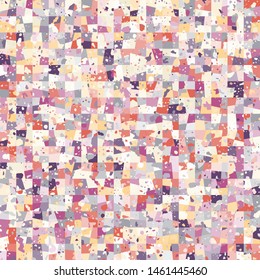 Seamless pattern consisting of multi-colored obliquely cut squares covered with blots. Unusual fashionable camouflage.