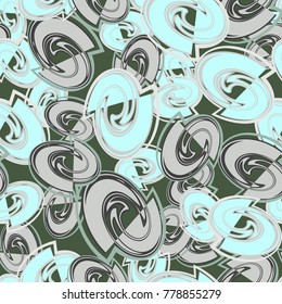 A seamless pattern consisting of oncoming color vortices.