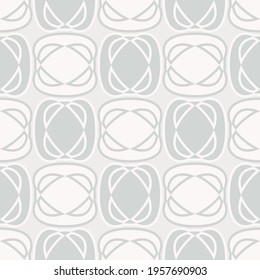 Seamless pattern consisting of ovals with cutouts and strokes on the outside and along the inner contours. Gray shades. Editable.