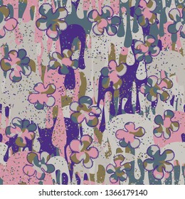 A seamless pattern consisting of painted roughly mottled blots, with a background texture.