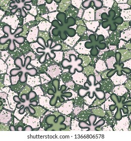 A seamless pattern consisting of painted roughly convex blots, with a background texture.