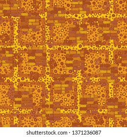 A seamless pattern consisting of painted roughly square brick walls, with a background texture.