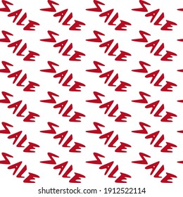 seamless pattern consisting of the repeating word sale in red and white colors