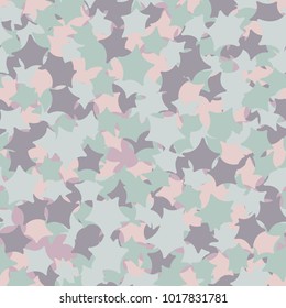 A seamless pattern consisting of rounded five-pointed stars of different colors. Fashionable camouflage.