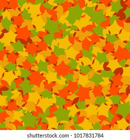 A seamless pattern consisting of rounded five-pointed stars of different colors. Fashionable camouflage.
