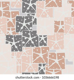 A seamless pattern consisting of rounded squares broken by a five-pointed star. Dandy camouflage.